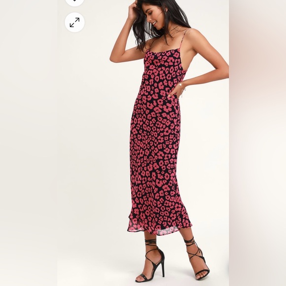 C/MEO Collective Dresses & Skirts - C/MEO Collective | So Settled Navy Pink Print Midi Dress Large